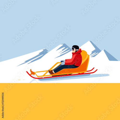 Sledging. In the style of a flat minimalist colors SVG vector