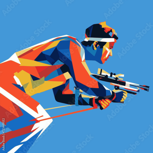 Biathlon. In the style of a flat minimalist colors SVG vector