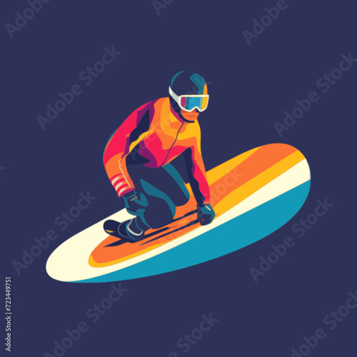 Luge. In the style of a flat minimalist colors SVG vector