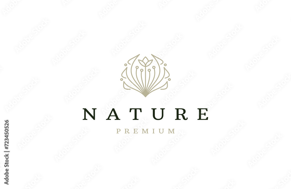 Fototapeta premium Flower line logo design template