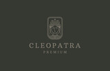 Goddees of cleopatra with line art style logo design template