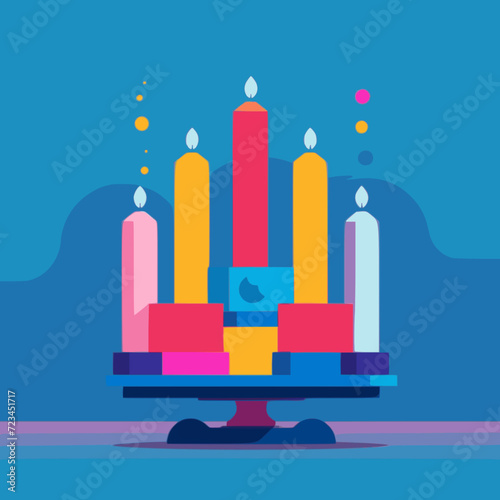 Hanukkah. In the style of a flat minimalist colors SVG vector