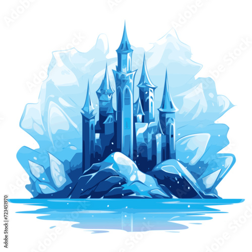 Ice Castle. In the style of a flat minimalist colors SVG vector