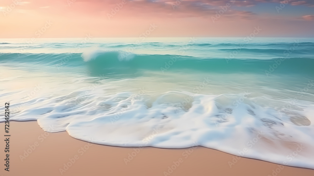 Aerial view of beautiful beach, simple, calm composition in clear blue