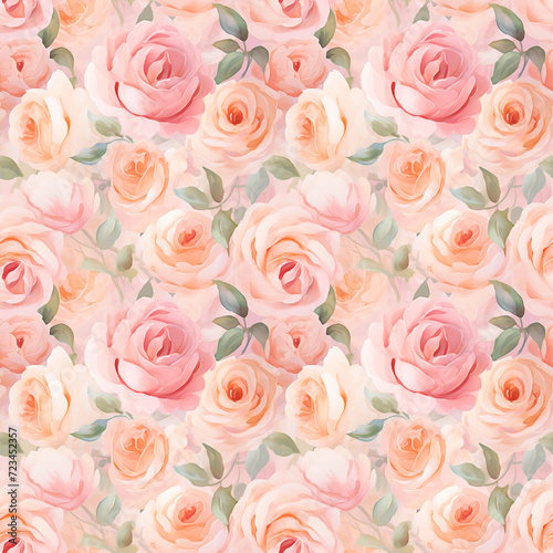Watercolor Blossoms Seamless Pattern