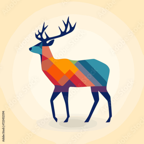 Reindeer. In the style of a flat minimalist colors SVG vector