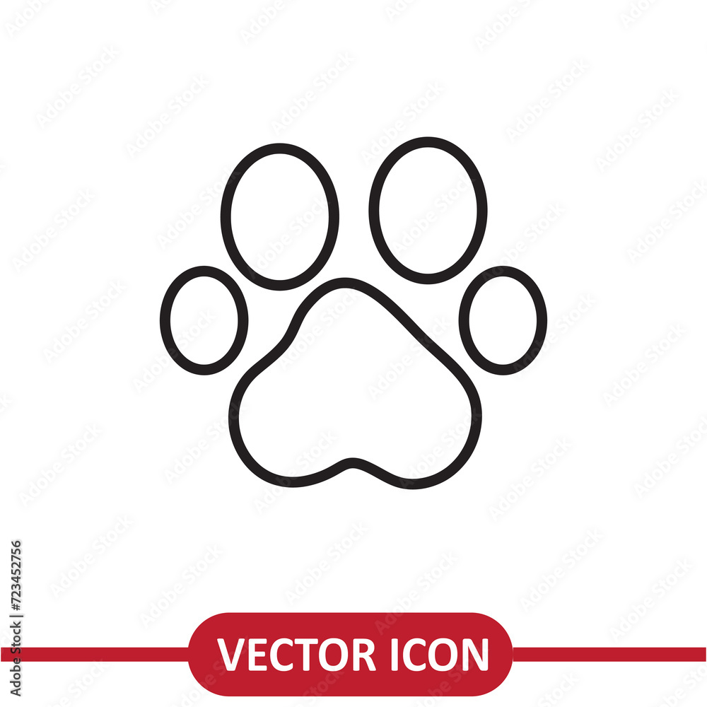 Paw print icon vector flat liner illustration on white background..eps Paw print icon vector flat liner illustration on white background..eps