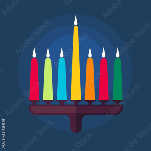 Menorah. In the style of a flat minimalist colors SVG vector