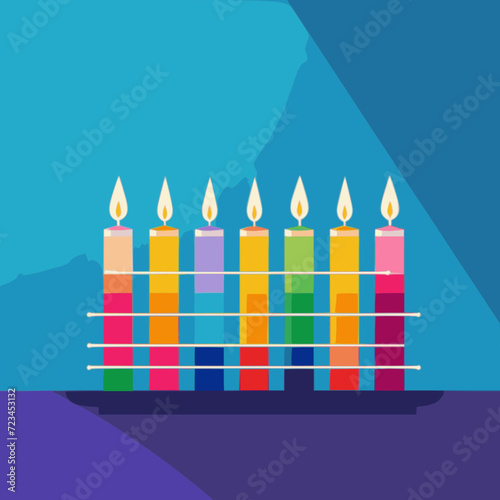 Menorah. In the style of a flat minimalist colors SVG vector