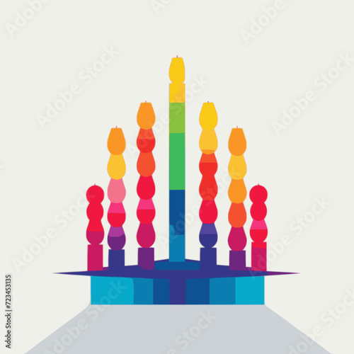 Menorah. In the style of a flat minimalist colors SVG vector