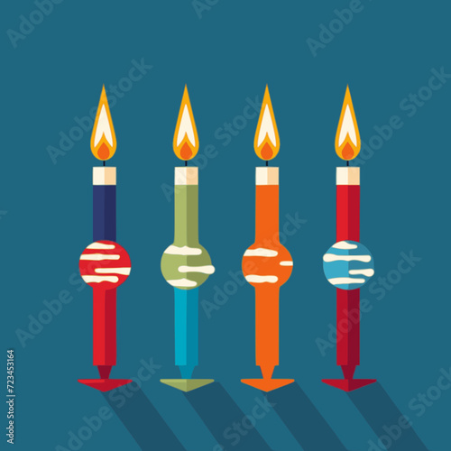 Hanukkah Candle. In the style of a flat minimalist colors SVG vector