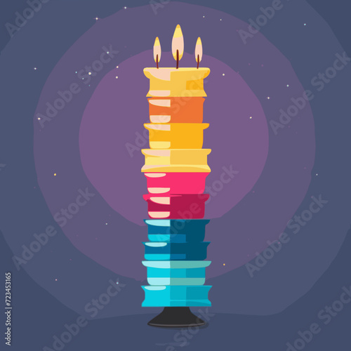 Hanukkah Candle. In the style of a flat minimalist colors SVG vector