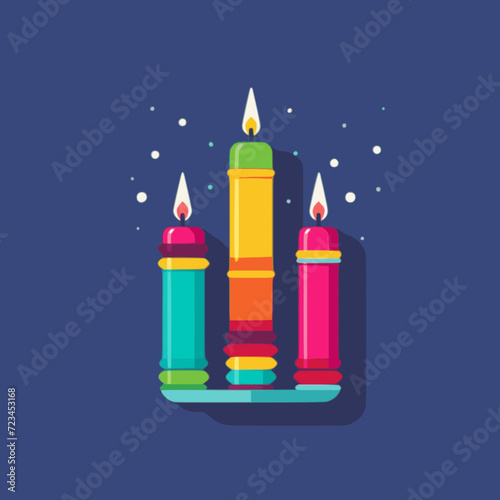 Hanukkah Candle. In the style of a flat minimalist colors SVG vector