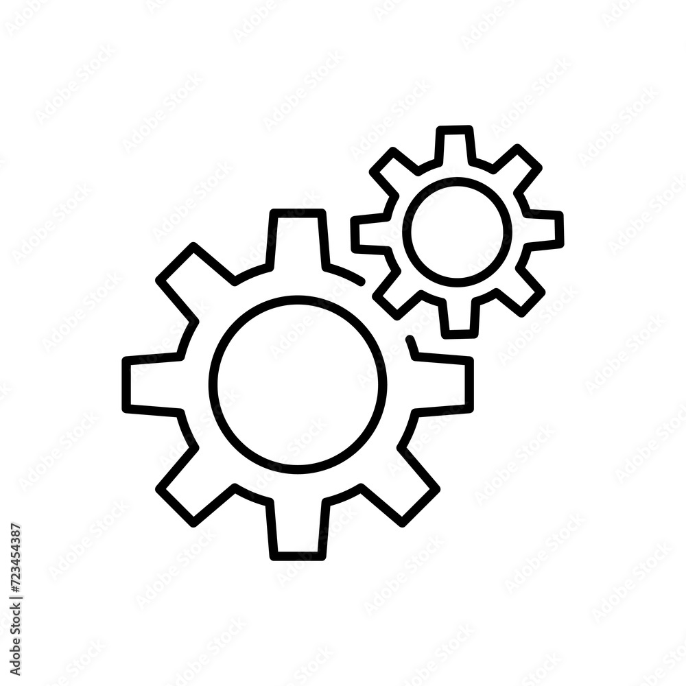  Gear settings icon, Cogwheel, preferences simple flat liner illustration on white background..eps