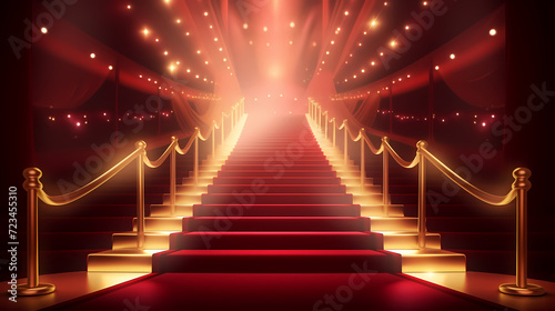 Red carpet staircase background, VIP entrance, night awards ceremony