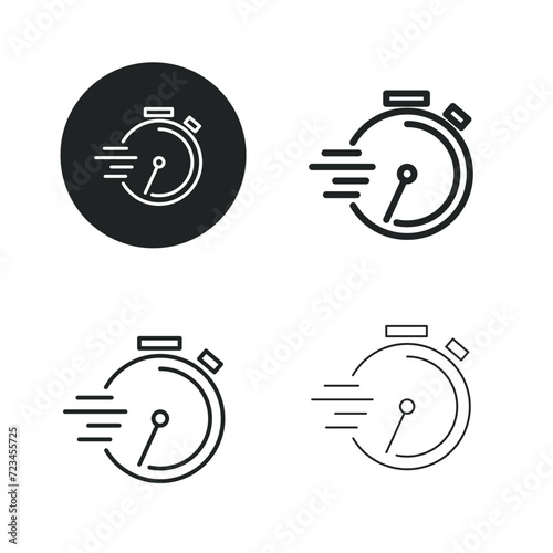 Fast timer icon. Simple solid round, bold, medium and thin line icon.