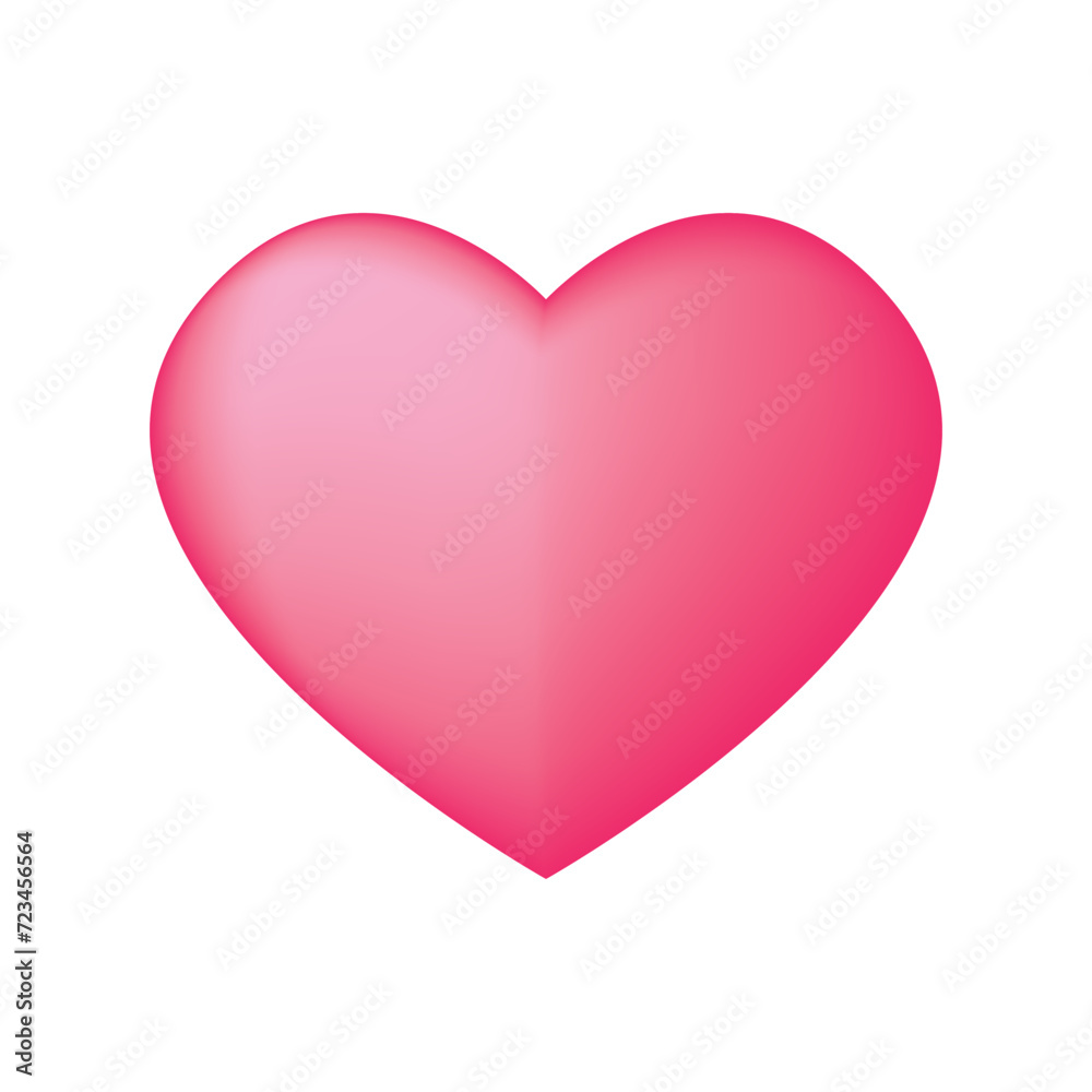 Red heart shape isolated on white, valentine day,  vector illustration