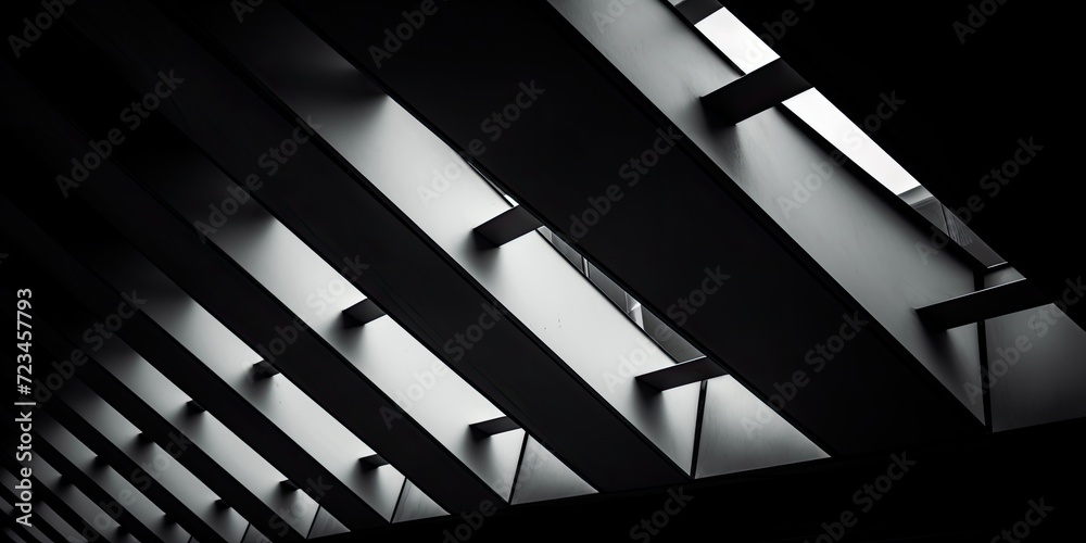 Fototapeta premium Monochrome image of modern architectural detail in the dark.