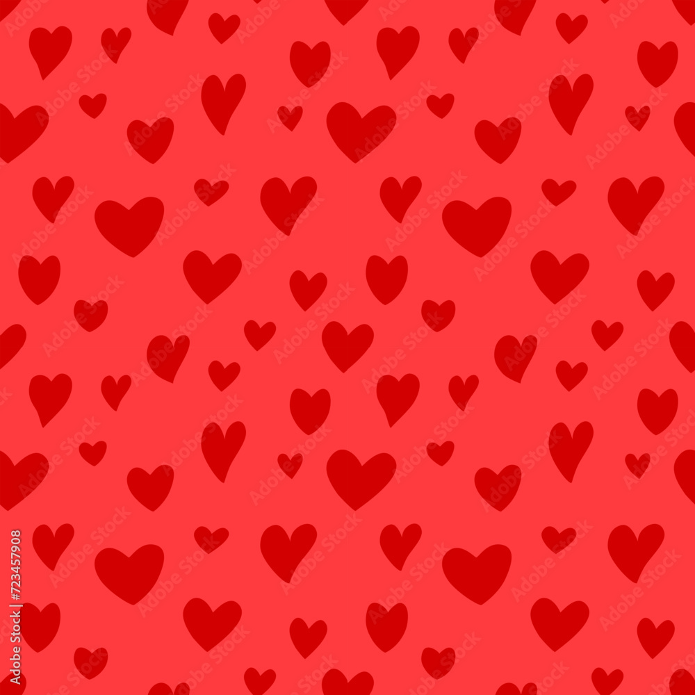 doodle red heart and red background, for wallpaper, wrapping paper, decorative, valentine day them