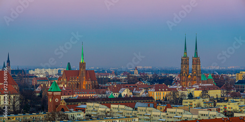 View of Wroclaw market square after sunset, Poland photo