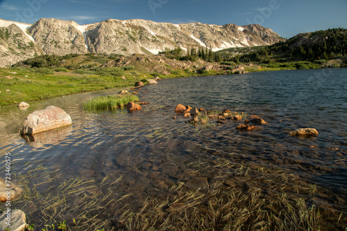 Snowy Range & Lewis Lake in the early morning; Wyoming photo