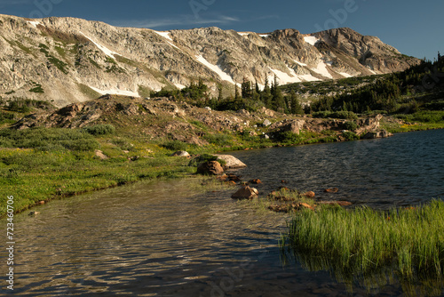 Snowy Range & Lewis Lake in the early morning; Wyoming photo