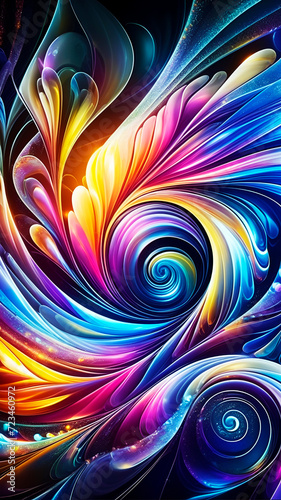 Abstract Background and Texture Smartphone Wallpaper with Waves and Curves in Vivid Colors. Artistic Pattern Design for Cell Phone  Romantic Hue  Elegant Gloss  Vibrant Sheen  Spiral  Twirl  Vortex