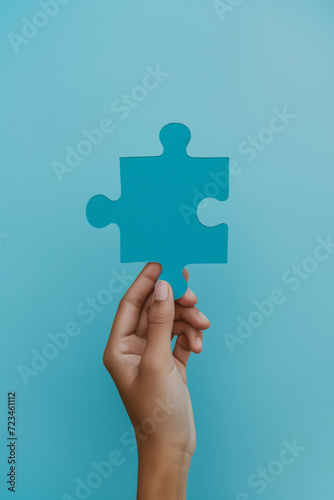 Two hands fitting puzzle pieces together, teamwork and problem-solving concept, suitable for corporate training materials and team-building initiative promotions