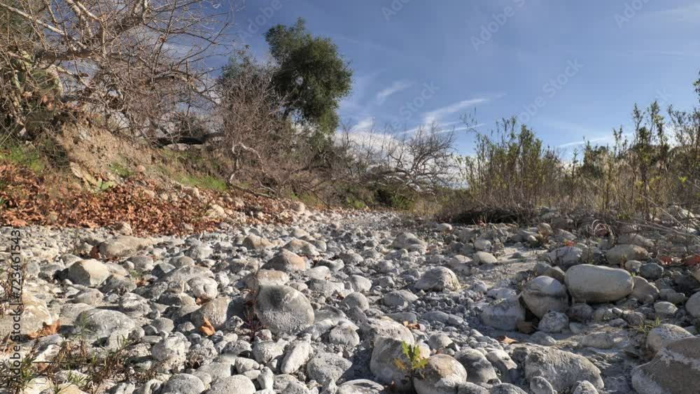 Winter dry rocky river bed in California. Winter dry rocky river bed in California.