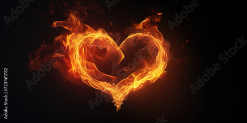 A burning heart, heart on fire. Symbol for love and passion. Valentine's greetings