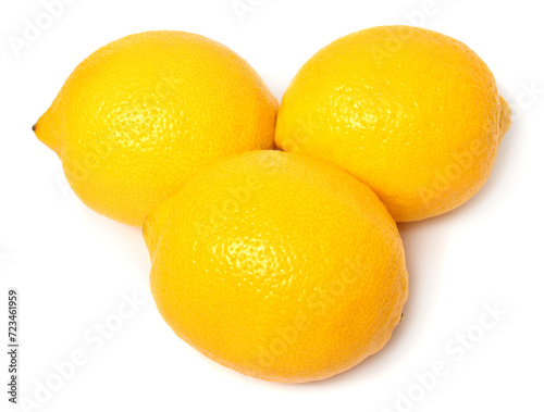Three lemon isolated on white background