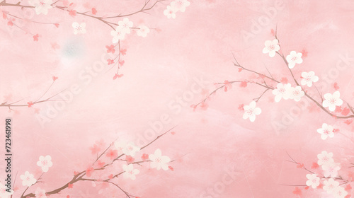 和風の白梅の花の枝のイラスト背景 photo