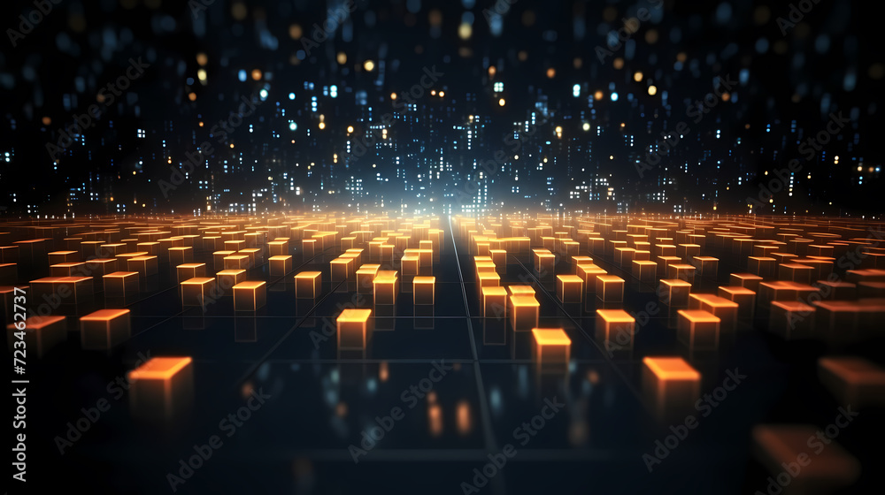 Obraz premium Digital technology particles abstract background, abstract analysis visualization