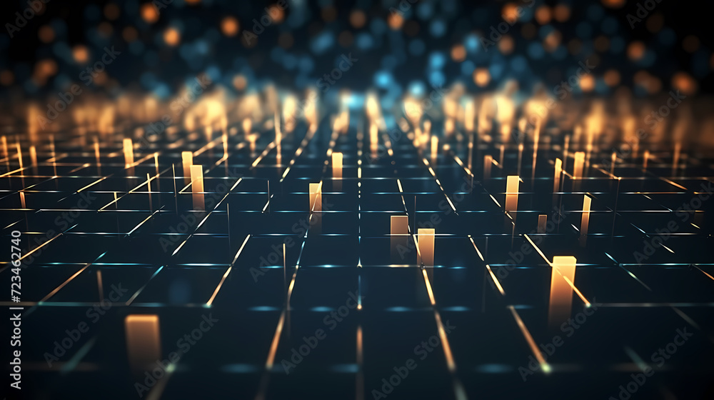Obraz premium Digital technology particles abstract background, abstract analysis visualization