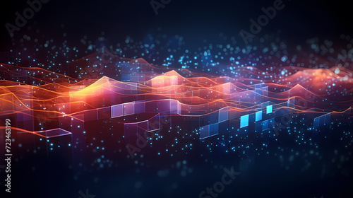 Digital technology particles abstract background, abstract analysis visualization