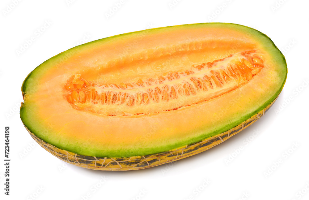 Melon half isolated on white background