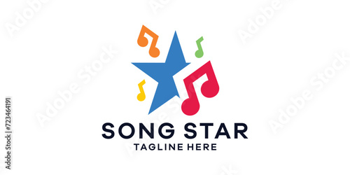 logo design combination of musical notes with stars, music star idea, logo design template symbol icon idea.