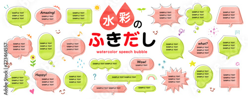 水彩の吹き出しセット