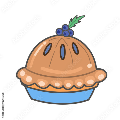 Blueberry pie cake vector illustration icon