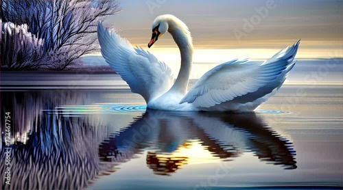 湖の上の美しい白鳥 photo