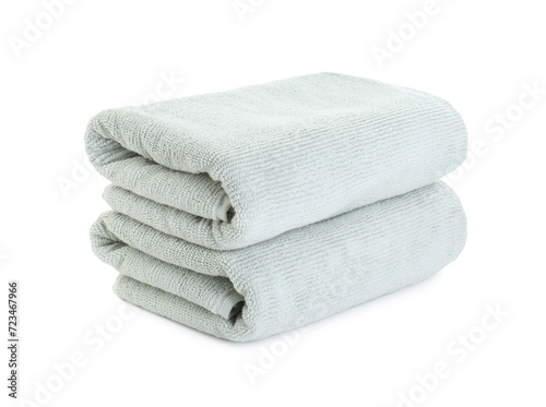 Soft folded terry towels isolated on white