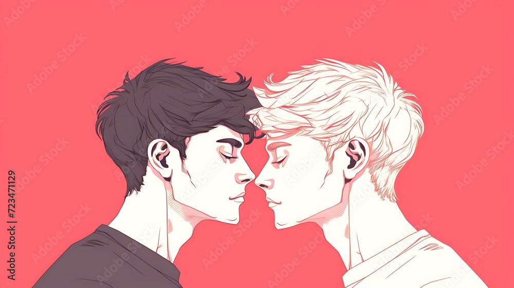 ilustração digital captura um momento de proximidade entre dois homens