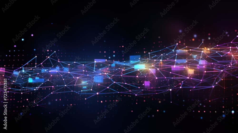 Obraz premium Abstract dots connected with gradient lines with a technological touch.