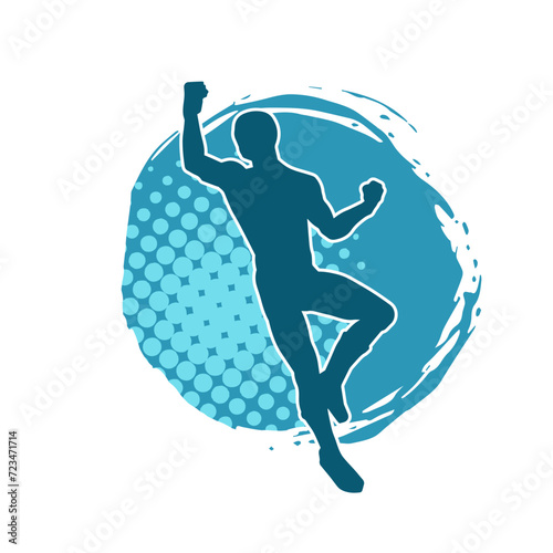Silhouette of a sporty man in running pose. Silhouette of a male run pose.
