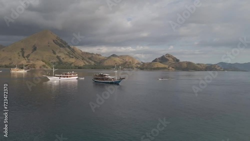 Aerial view of passenger ship on Labuan Bajo, Indonesia