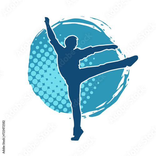 Silhouette of a slim man dancing pose. Silhouette of a male dancer in action pose.