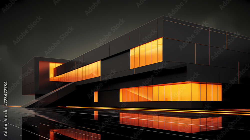 Fototapeta premium Abstract polygonal building exterior design, conceptual architectural design