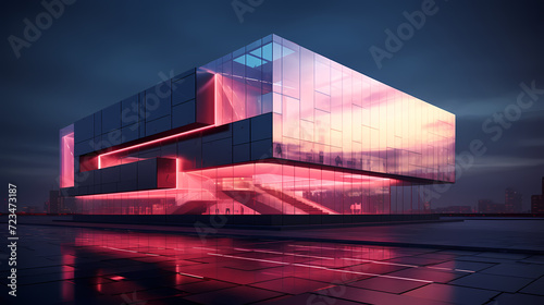 Abstract polygonal building exterior design  conceptual architectural design