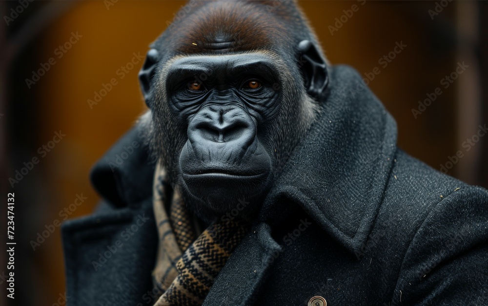 Gorilla with a tuxedo in fashion style like a tycoon. Gorilla with a tuxedo in fashion style like a tycoon.