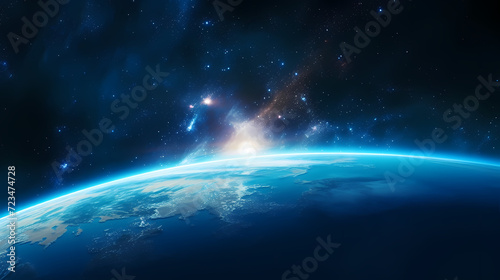Digital technology universe earth abstract graphics poster web page PPT background © jiejie